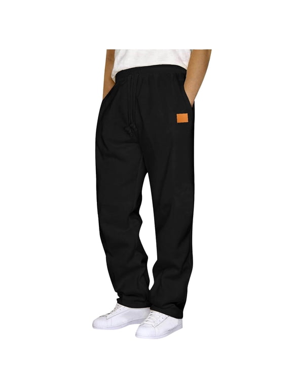 Mens Sweatpants Straight Leg Elastic Waist Drawstring Running Gym Athletic Pants with Pockets