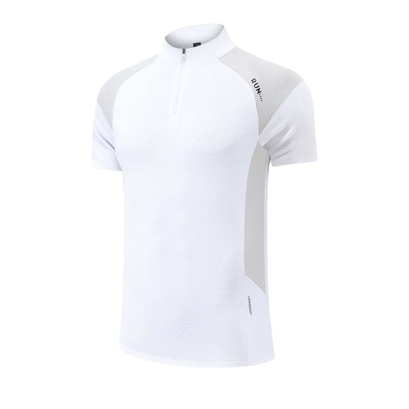 asjyhkr Mens T Shirts Mock Neck 1/4 Zip Athletic Workout Running Bike Basic Tshirts Summer Gym Tops