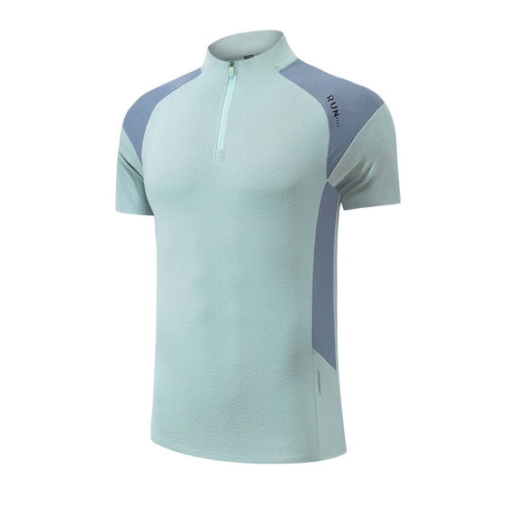 asjyhkr Mens T Shirts Mock Neck 1/4 Zip Athletic Workout Running Bike Basic Tshirts Summer Gym Tops