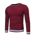 thumbnail image 1 of asjyhkr Mens Undershirts Knit Long Sleeve Crew Neck Pullover Breathable Gym Running Workout Sweatshirts, 1 of 2