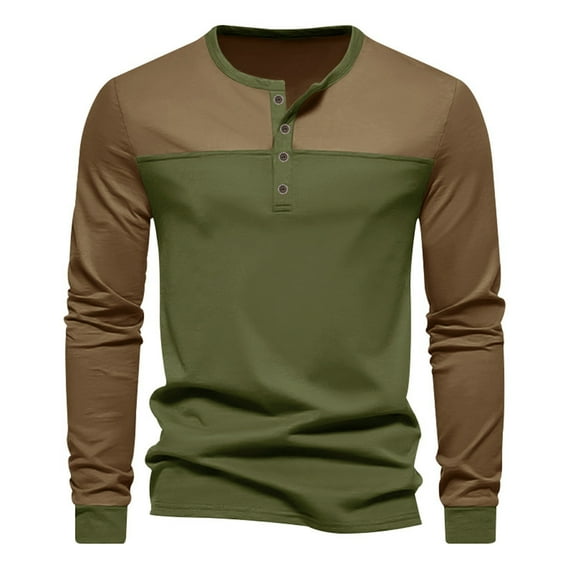 asjyhkr Mens Undershirts Long Sleeve Crew Neck Button Pullover Outdoor Running Gym Workout Athletic Sweatshirts