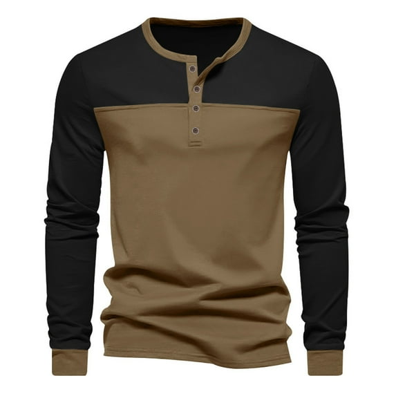 asjyhkr Mens Undershirts Long Sleeve Crew Neck Button Pullover Outdoor Running Gym Workout Athletic Sweatshirts