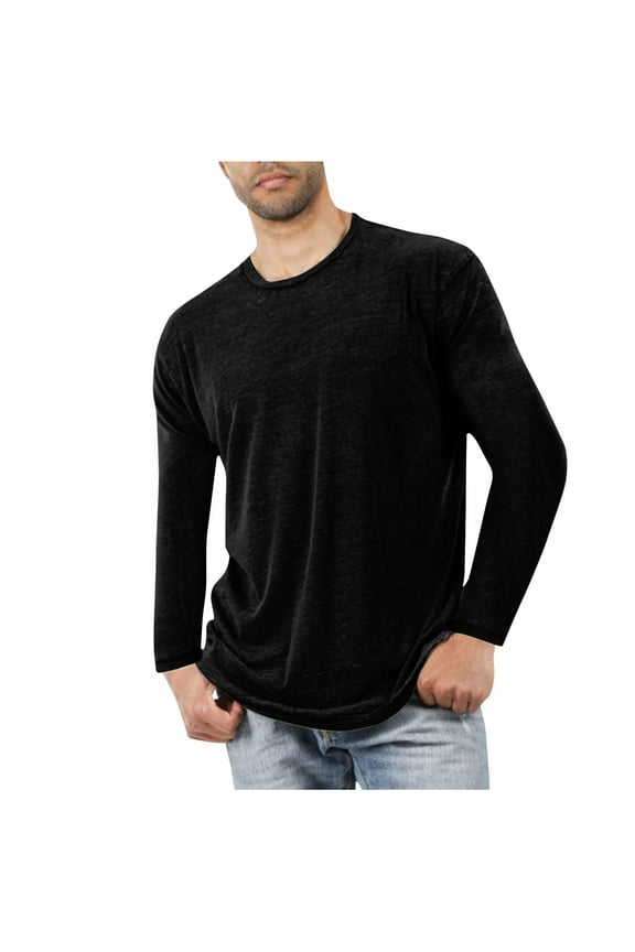Mens Undershirts Long Sleeve Crew Neck Pajama Shirts Lightweight Breathable Gym Home Lounge Tshirts