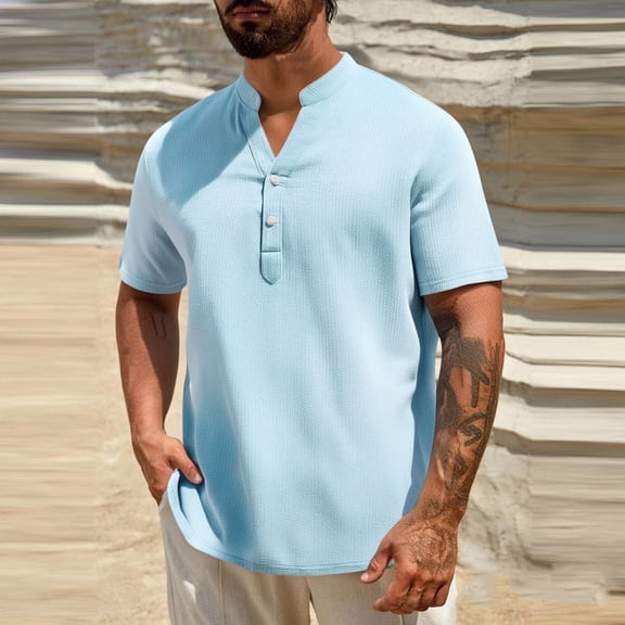 asjyhkr Mens Undershirts Stand Collar Button down Long Sleeve Breathable Casual Hiking Workout Gym Shirts