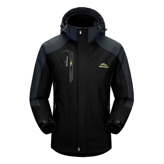 asjyhkr Mens Windbreaker Jacket Fleece Thick Warm Casual Hiking Zip-Up Color Blocked Fall Winter Outdoor Jacket with Pocket(X-Large,Black)
