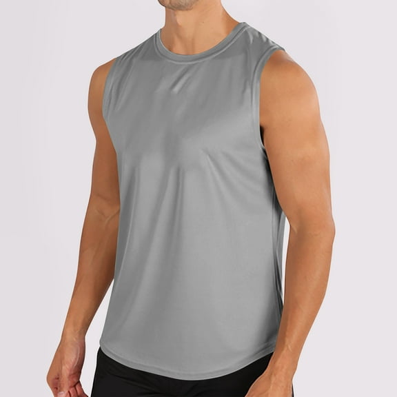 asjyhkr Mens Workout Tank Tops Mesh Breathable Crew Neck Sleeveless Running Basketball Athletic Shirts