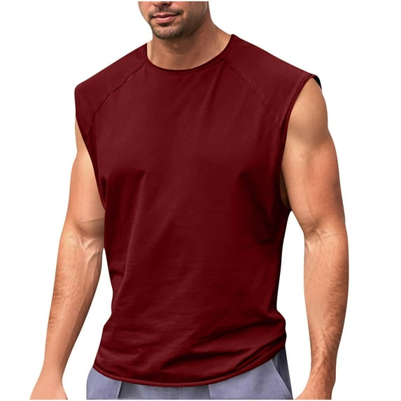 asjyhkr Athletic Tank Tops for Men Breathable Sleeveless Stretch Crew Neck Shirts for Gym Running Workout