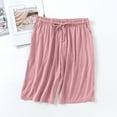 thumbnail image 1 of asjyhkr Pajama Shorts for Women Stretch with Drawstring High Waist Thin Contrast White Line Loungewear Bermuda Shorts, 1 of 5