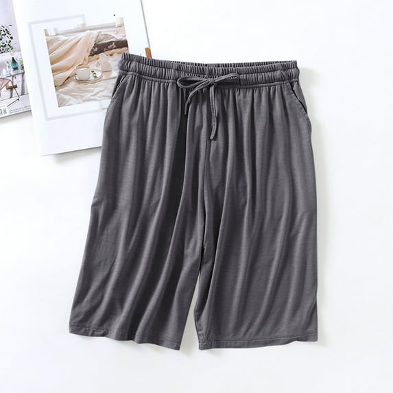 asjyhkr Pajama Shorts for Women Stretch with Drawstring High Waist Thin Solid Color Loose Loungewear Bermuda Shorts