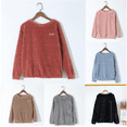 thumbnail image 1 of asjyhkr Pajama Tops for Women Long Sleeve Crew Neck Fleece Lined Thermal Causal Breathable Sleepwear Homewear Solid Color Sleepshirts, 1 of 5