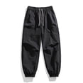thumbnail image 1 of asjyhkr Pants for Men Drawstring With Pocket Elastic Waist Loose Fitted Hiking Running Athletic Joggers, 1 of 9