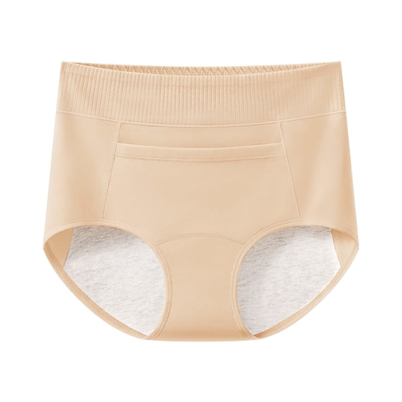asjyhkr Period Underwear for Women High Waist Seamless Leakproof Brief Soft Comfy Breathable Cotton Crotch No Show Reusable Panties(XXL,Khaki)