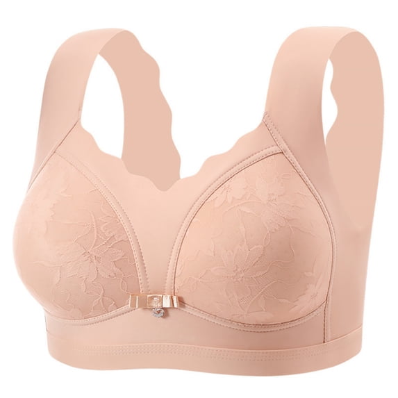 asjyhkr Plus Size Bras for Women Wirefree Stretchable Push up Bralette Casual No Underwire Supportive Everyday Bras(X-Large,Beige)