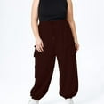 thumbnail image 1 of asjyhkr Plus Size Cargo Pants for Women Elastic Waist Jogger Drawstring Work Outdoor Trousers with Multi Pockets,L-4XL, 1 of 7