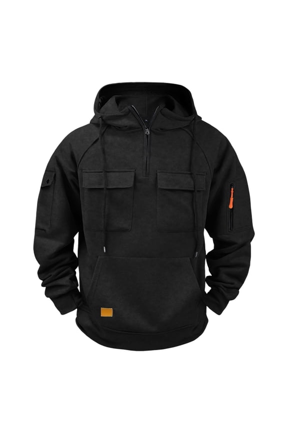 Plus Size Hoodies for Men with Multi Pockets Long Sleeve Zipper Crew Neck Drawstring Hooded Pullover Casual Thermal Breathable Gym Workout Tops,S-5XL