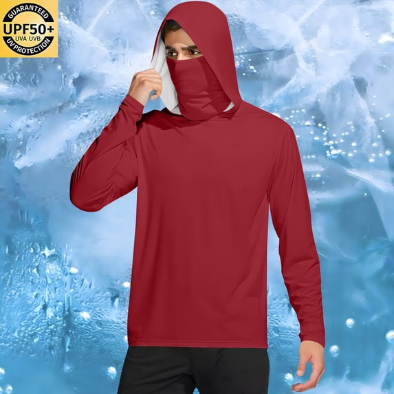 asjyhkr Plus Size Hoodies for Men Long Sleeve Crew Neck Hooded Sun Shirts Lightweight Breathable Casual Outdoor Fishing Climbing Tops,S-5XL