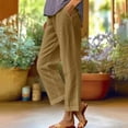 thumbnail image 1 of asjyhkr Plus Size Linen Pants Womens Elastic Waist Solid Color Casual Breathable Workout Hiking Beach Pants with Pockets,S-5XL, 1 of 7