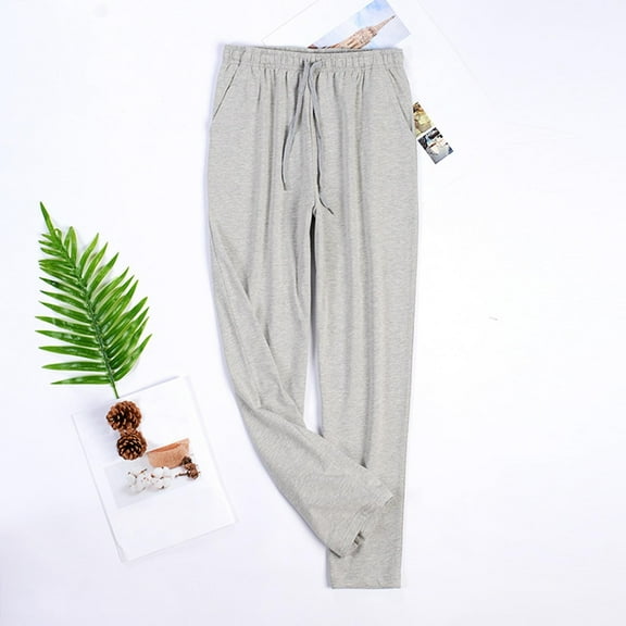 asjyhkr Plus Size Men Sleep Pants Lightweight Elastic Drawstring Home Pajama Pants with Pockets,L-4XL