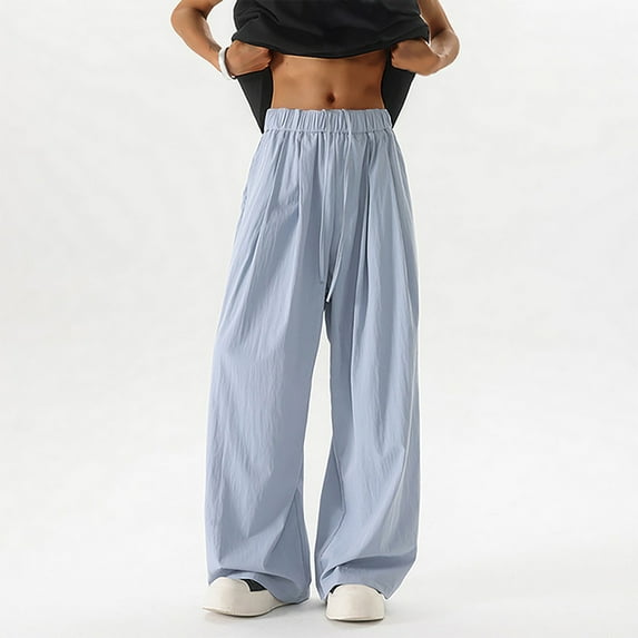 asjyhkr Plus Size Mens Capri Pants Lightweight Elastic Waist Drawstring Summer Beach Pants with Pockets,M-5XL