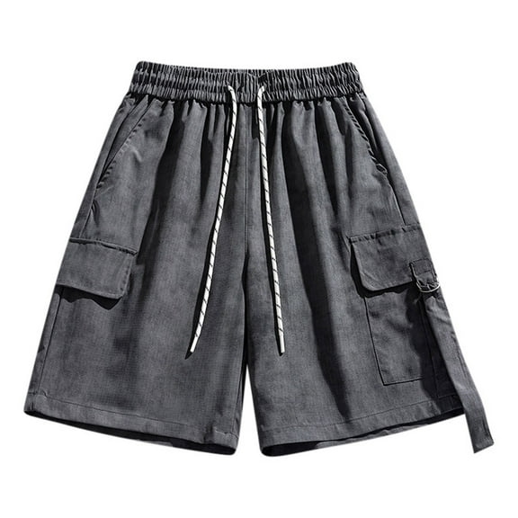 asjyhkr Plus Size Mens Cargo Shorts Elastic Waist Drawstring Lightweight Breathable Work Hiking Shorts with Pockets,S-4XL