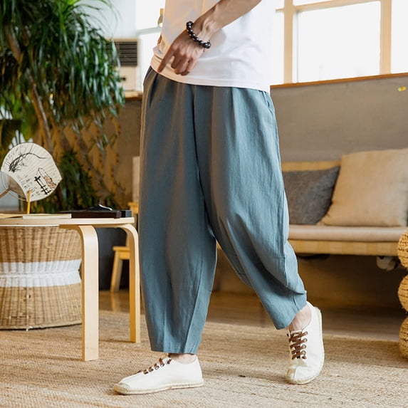 asjyhkr Plus Size Mens Casual Pants Stretch Drawstring Elastic Waist Hiking Golf Pants with Pockets,M-5XL