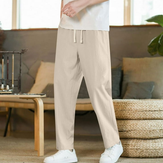 asjyhkr Plus Size Mens Casual Pants Stretch Drawstring Elastic Waist Hiking Golf Pants with Pockets,M-5XL