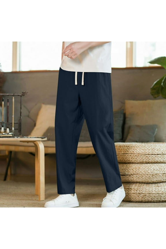 Plus Size Mens Casual Pants Stretch Drawstring Elastic Waist Hiking Golf Pants with Pockets,M-5XL