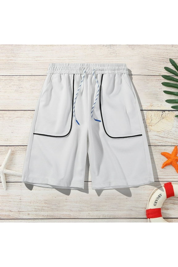 Plus Size Mens Casual Shorts with Zipper Pockets Drawstring Elastic Waist Lightweight Breathable Hiking Beach Shorts,S-5XL