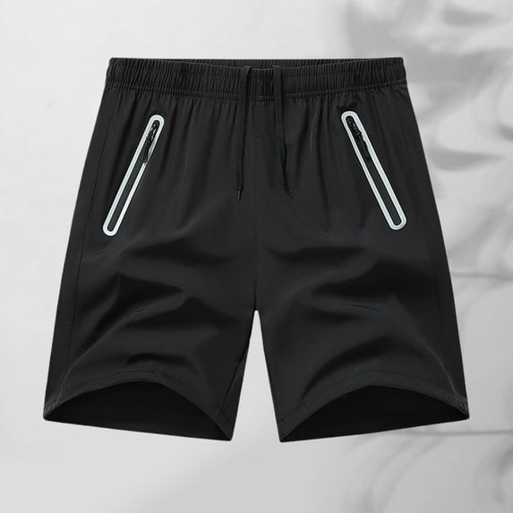 asjyhkr Plus Size Mens Casual Shorts with Zipper Pockets Drawstring Elastic Waist Lightweight Breathable Hiking Beach Shorts,S-5XL