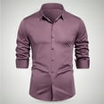 thumbnail image 1 of asjyhkr Plus Size Mens Dress Shirts Long Sleeve Button Lapel Shirts Casual Breathable Solid Color Work Business Tops,M-4XL, 1 of 6