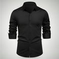 thumbnail image 1 of asjyhkr Plus Size Mens Dress Shirts Long Sleeve Button Lapel Shirts Casual Breathable Solid Color Work Business Tops,M-4XL, 1 of 6