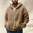 thumbnail image 1 of asjyhkr Plus Size Mens Hoodies Fleece Long Sleeve Hooded Zipper Cardigan Solid Color Casual Breathable Thermal Outdoor Vacation Hiking Coats with Pockets,S-4XL, 1 of 5