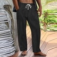 thumbnail image 1 of asjyhkr Plus Size Mens Linen Sweatpants Elastic Waist Drawstring Summer Beach Pants with Pockets,S-5XL, 1 of 6