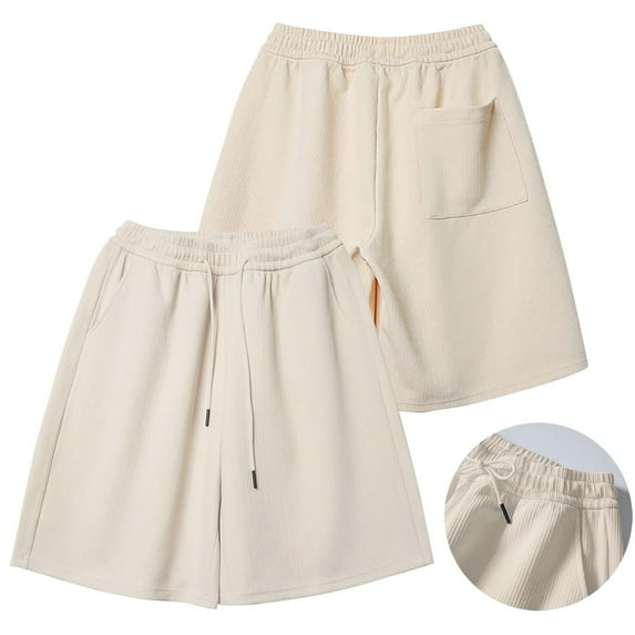asjyhkr Plus Size Mens Shorts Casual Ribbed Knit Breathable Drawstring Elastic Waist Lounge Shorts with Pockets,M-5XL