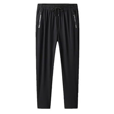 asjyhkr Plus Size Mens Sweatpants Lightweight Elastic Waist Drawstring Running Workout Pants with Zipper Pockets,M-4XL
