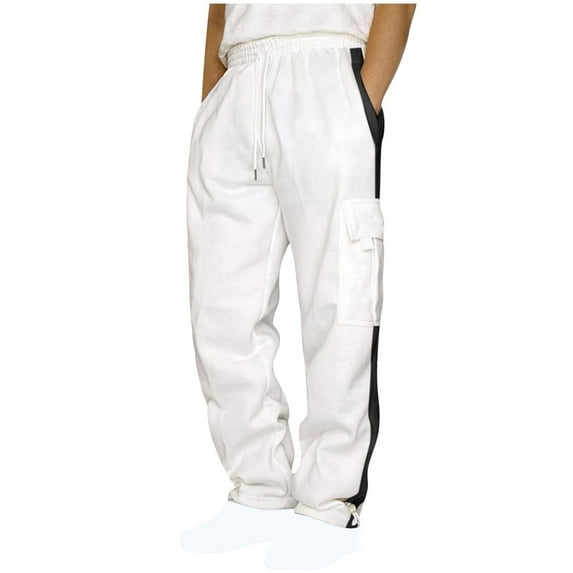 asjyhkr Plus Size Mens Sweatpants with Zipper Pockets Drawstring Elastic Waist Jogger Running