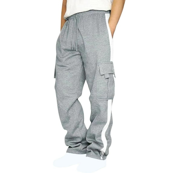 asjyhkr Plus Size Mens Sweatpants with Zipper Pockets Drawstring Elastic Waist Jogger Running