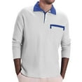 thumbnail image 1 of asjyhkr Plus Size Mens Undershirts Button down Crew Neck Long Sleeve Pullover Casual Golf Work Business Tops with Pocket,S-5XL, 1 of 6