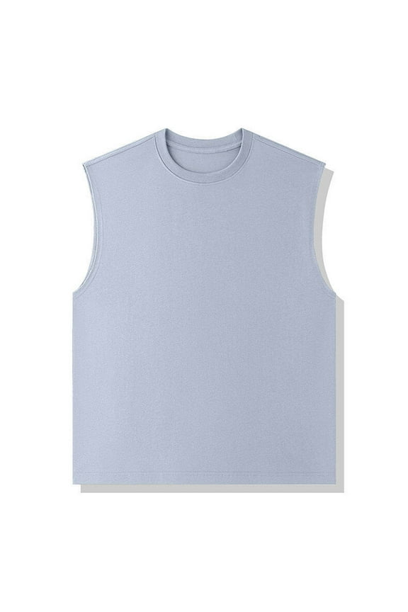Plus Size Mens Undershirts Cotton Running Gym Workout Shirts Sleeveless Crew Neck Shirts,M-5XL