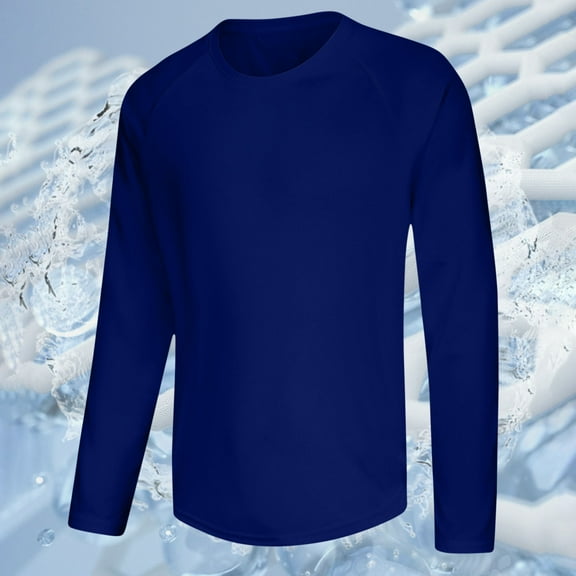 asjyhkr Plus Size Mens Undershirts Long Sleeve Crew Neck Pullover Lightweight Breathable Casual Workout Gym Outdoor Tops,M-5XL