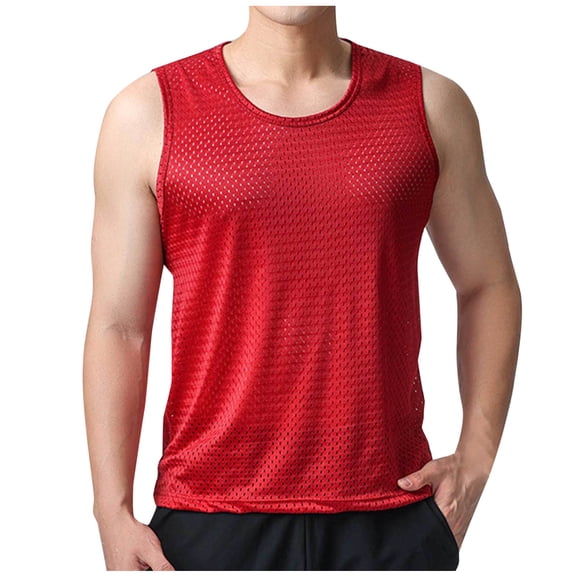 asjyhkr Plus Size Mens Workout Tank Tops Mesh Breathable Quick Drying Spandex Sleeveless Shirts Activewear,L-5XL