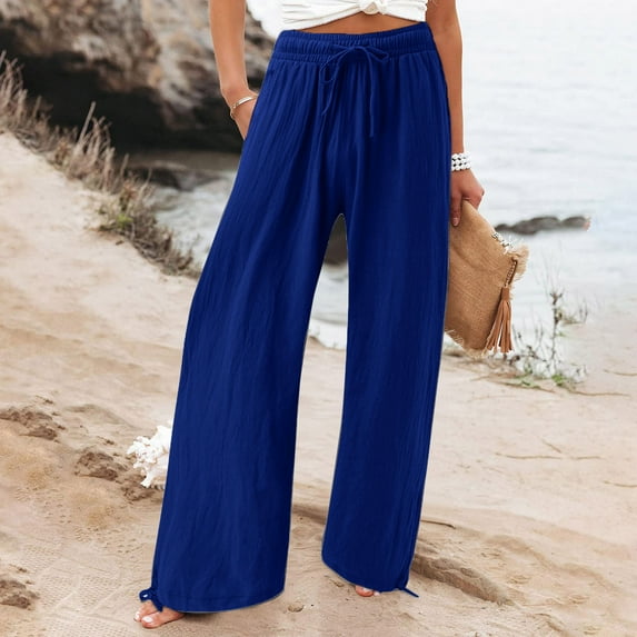 asjyhkr Plus Size Sweatpants Women Elastic Waist Drawstring Wide Leg Solid Color Casual Loose Wide Leg Breathable Running Workout Gym Pants with Pockets,S-5XL