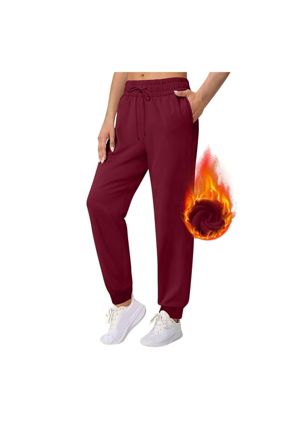 Plus Size Sweatpants Women Fleece Lined Drawstring Jogger Thermal Tights Running Gym Underwear with Pockets,XL-5XL