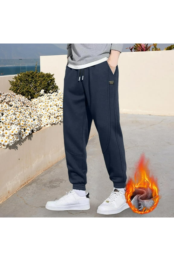 Plus Size Sweatpants for Men Fleece Elastic Waist Drawstring Casual Loose Fashion Thermal Running Gym Workout Pants with Pockets,M-5XL