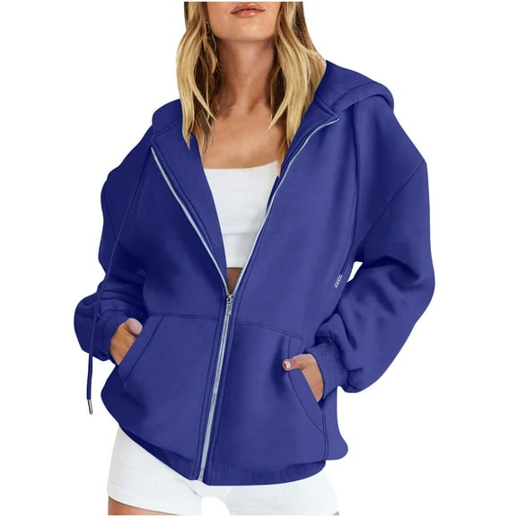 asjyhkr Plus Size Sweatshirts for Women Zipper Hooded Long Sleeve Solid Color Casual Gym Workout Running Hoodies with Pockets,S-5XL