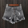 thumbnail image 1 of asjyhkr Plus Size Womens Denim Shorts High Rise Summer Ripped Button down Jeans Shorts with Pockets,S-5XL, 1 of 3