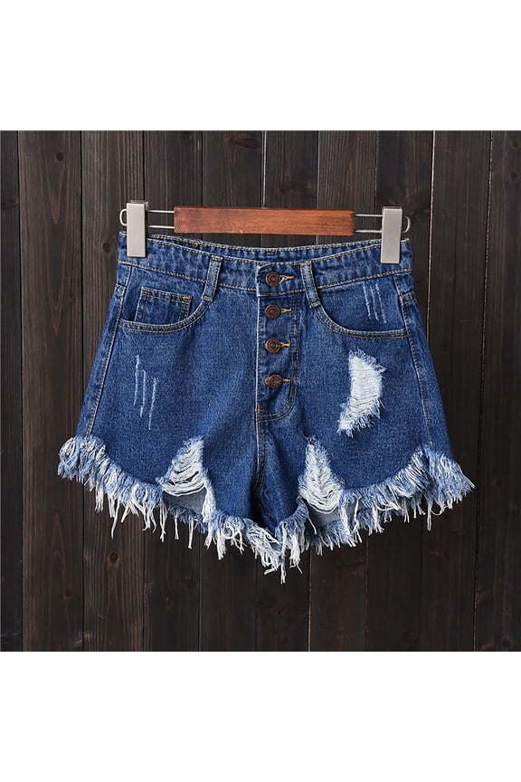 Plus Size Womens Denim Shorts High Rise Summer Ripped Button down Jeans Shorts with Pockets,S-5XL