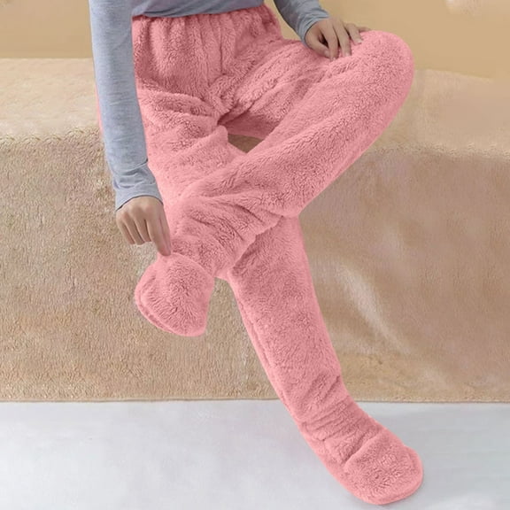 asjyhkr Plus Size Womens Pajama Pants Fleece Lined High Waist Casual Home Sleep Pants with Pockets,M-4XL