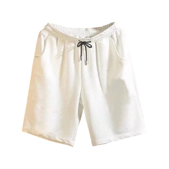 asjyhkr Running Shorts for Men Athletic Casual Elastic Waist Drawstring Basketball Lightweight Loose Fitting Gym Shorts(XX-Small,White)