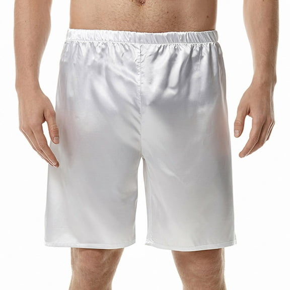 asjyhkr Satin Silk Shorts for Men Elastic Waist Lightweight Comfy Sleep Pajama Shorts Loungewear(S-3XL)
